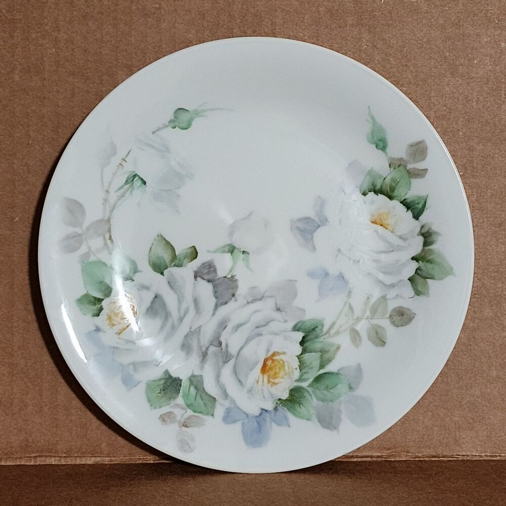 P.T. Bavaria Tirschenreuth Germany Porcelain Salad Plate Floral White Roses 7.5"